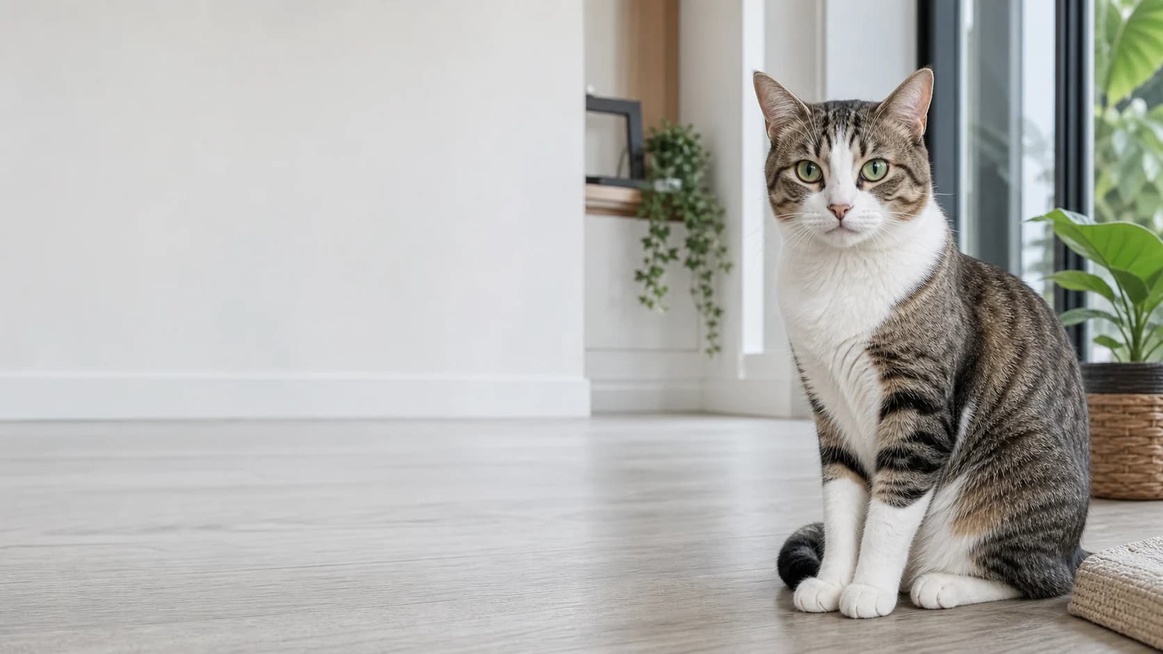 A cat looking attentively at the camera